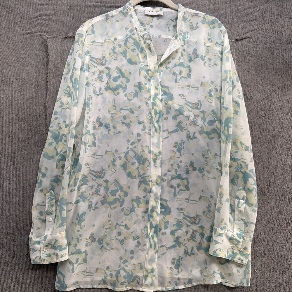 Aritzia Babaton Chiffon Floral Blouse Women's Medium Sheer Button Up Top